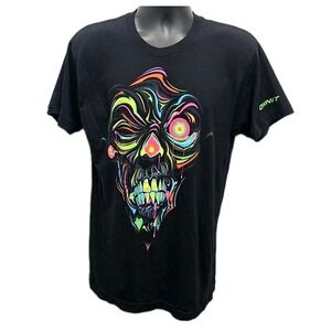 Onnit Neon Skull Graphic Tee Psychedelic Streetwear Grunge Short Sleeve sz L
